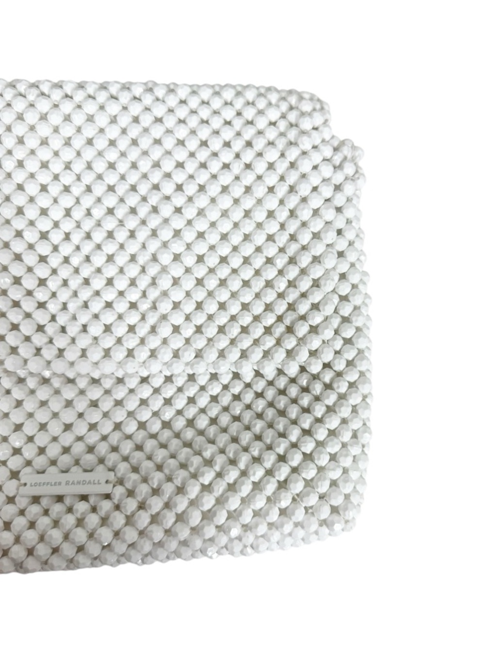 LOEFFLER RANDALL White Beaded Folded Clutch Purse Magnet Closure White Satin - Picture 2 of 7